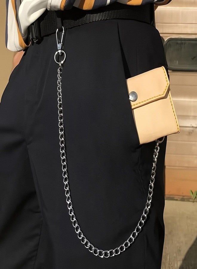 سلسلة محفظة ويراتكا، سلسلة محفظة مضادة للضياع للرجال، سلسلة جيب جينز طويلة شديدة التحمل مع حلقتين للمفاتيح والجينز والسراويل - فضي - Image 4